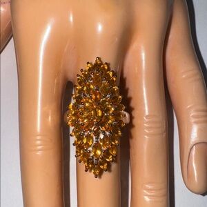 FIRE OPAL RING, (MEXICAN), PREMIUM, FLORAL, COCKTAIL, SIZE 8